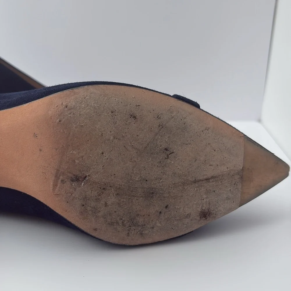 Stuart Weitzman Suede Fontaine Bow Pump Navy Size 7 1/2